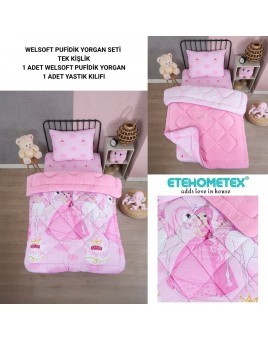 ETE HOMETEX TEK KİŞİLİK LÜX WELSOFT YORGAN PRENSES PEMBE 155X215CM 8696474231856